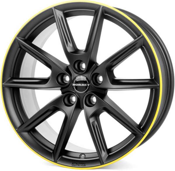 Borbet LX18 farba: black matt rim yellow